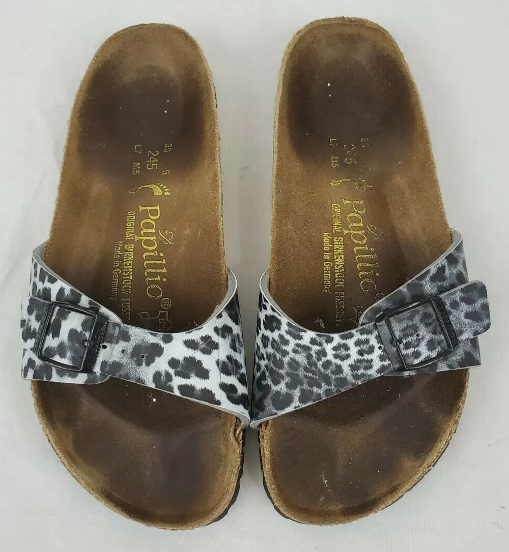 Birkenstock Papillio Madrid Womens Zebra Print Buckle Strap Cork Slides Sz L7 M5